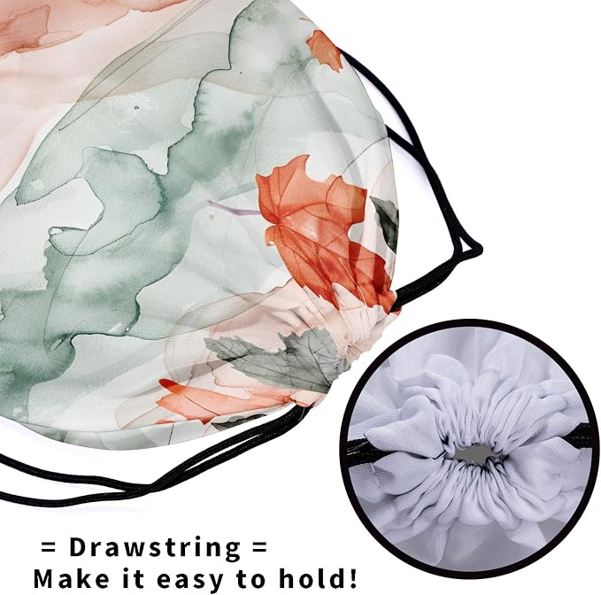 Watercolor Leaves Gymnastics Grip Bag Fall Leaf Drawstring Bag Shoes Towel Gym - Image 5