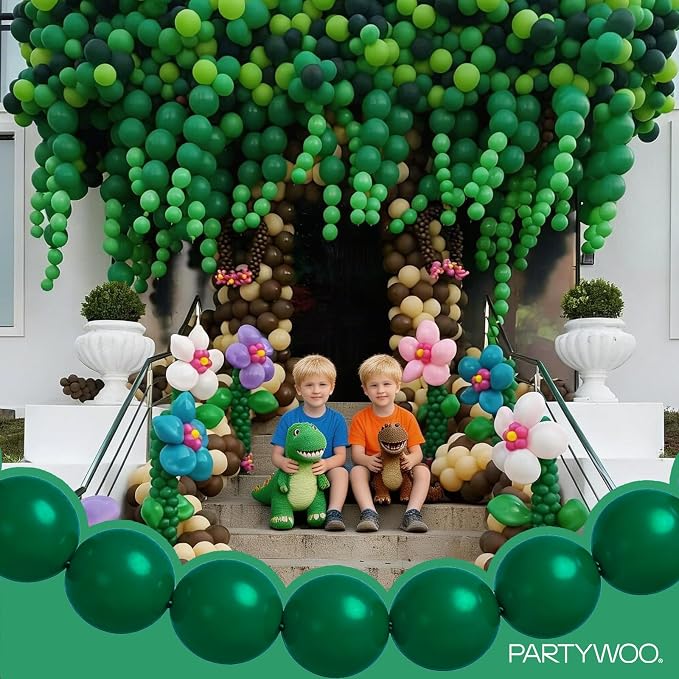 PartyWoo Dark Green Linking Balloons 100pcs 6 Inch Emerald Link Balloons | - Image 3