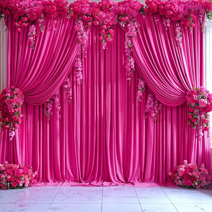 8 Panels Hot Pink Backdrop Curtains - Image 9