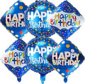 Blue Happy Birthday Balloon Set | 6 Pcs Birthday Party Foil Balloons Party by Cemkhly