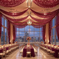 6 Panels Burgundy Ceiling Curtains by Unknown