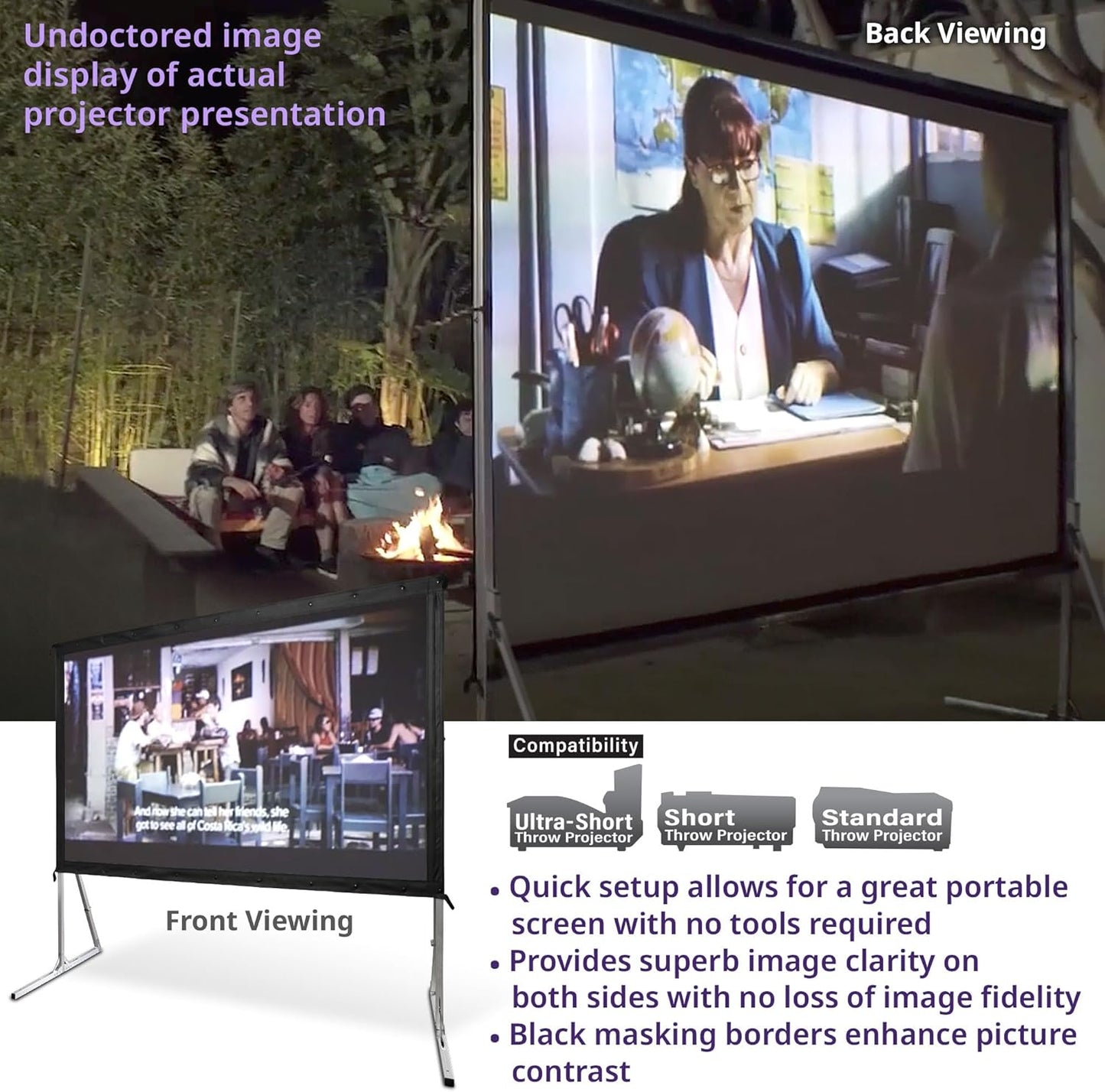 Elite Screens Yard Master 2 WraithVeil Projector Screen 180-INCH 16:9 Front and Rear 4K/8K Ultra HD Active 3D HDR Movie Screen, OMS180H2-DUAL