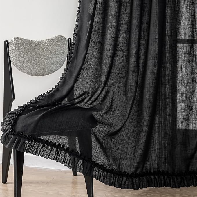 TERLYTEX Black Ruffled Curtains - Image 4