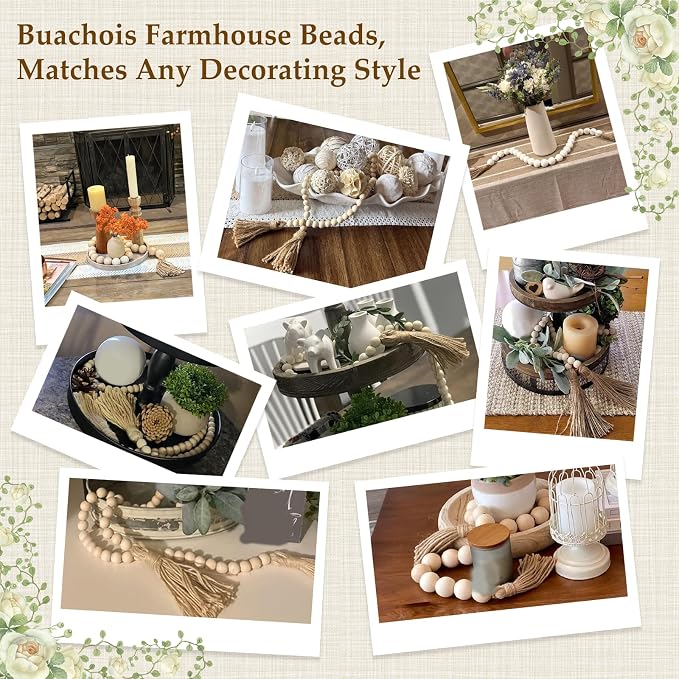 Buachois Farmhouse Beads 24in Wood Bead Garland - Image 8