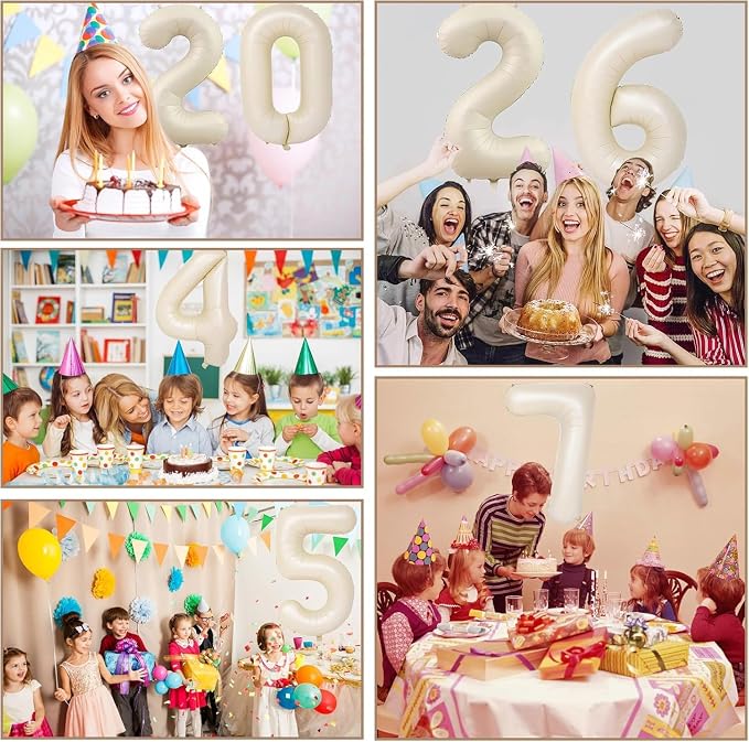 40 inch Cream White Number Balloon Giant Foil Helium Balloons Beige Number 1 - Image 5