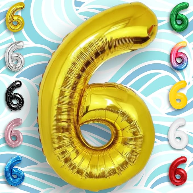 Gold Number Balloon 6 Mylar Foil Balloons 32 inch - Image 4