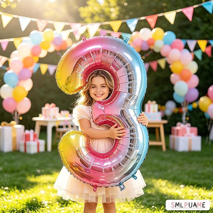 40 Inch Number Balloons 0-9 Rainbow Gradient Large Number 3 Balloons, Digital - Image 6