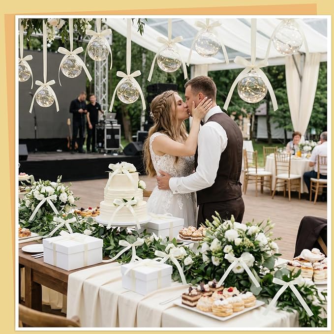 30 Pack Ivory Bow Cake Toppers, Ribbon Bows - Image 5