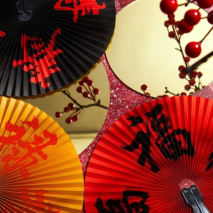 Jetec 20 Pcs Chinese Folding Hand Fans, Oriental Japanese Paper Handheld Fans - Image 3