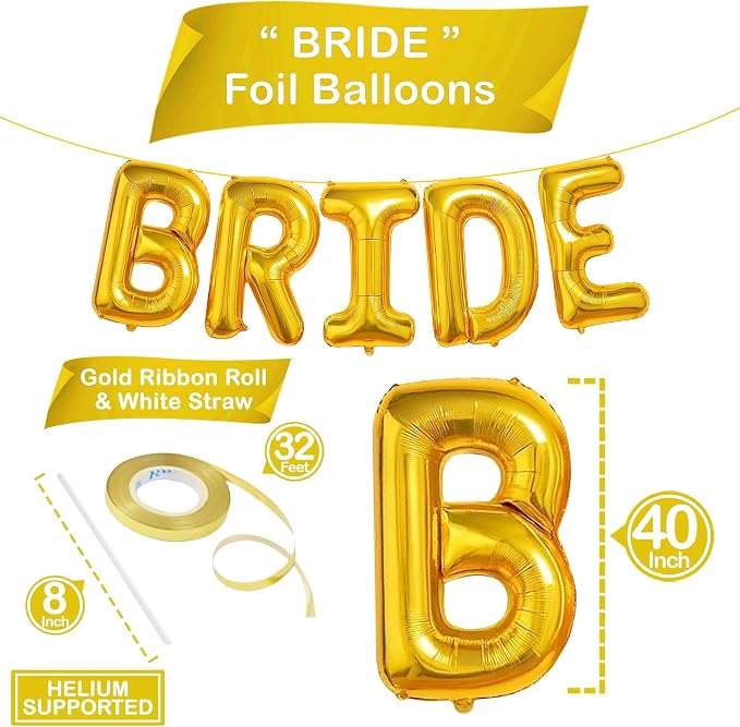 KatchOn Gold Bride Balloons 40 Inch, Bachelorette Party Decorations | Gold - Image 2