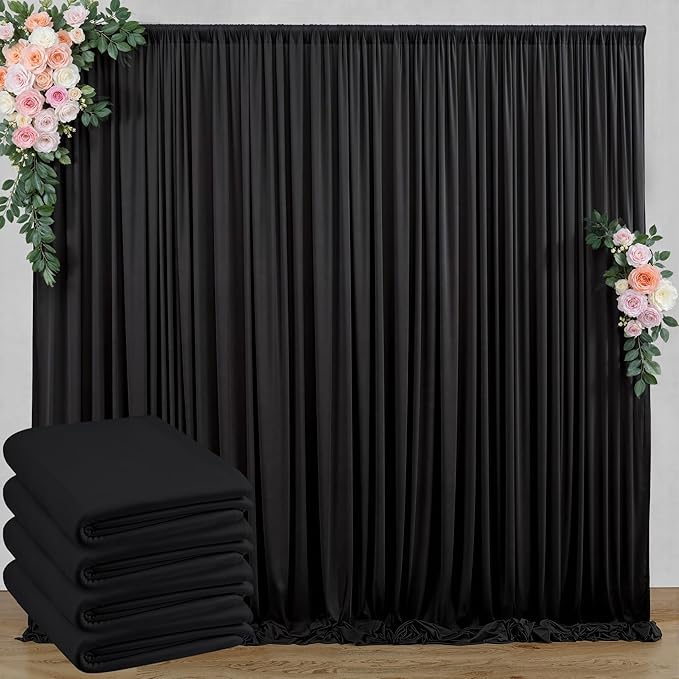 20 ft x 8 ft Black Backdrop Curtain by Outpain