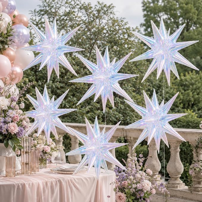 Iridescent Star Balloons, Baby Shower, Engagement and Anniversary Decorations - Image 8