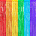 Crosize 2 Pack Rainbow Party Streamers Backdrop, 3.3 x 9.9 ft | Tinsel Foil by Crosize