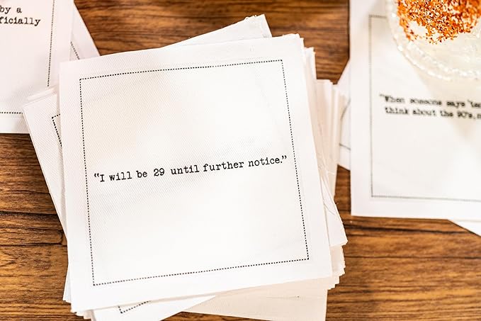 Five Star Napkins 30th Birthday Quotes White Cotton Cocktail Napkins, Beverage Napkins, Bar Napkins, Cloth Napkins, Party Napkins, Events, Holidays, Weddings, Birthdays, Disposable, 4.5" x 4.5"- (50x)