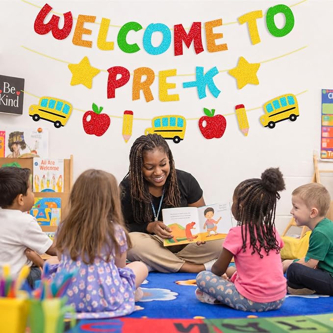 Welcome to Pre-k Banner Happy First Day of Pre-k Theme Decorations | Welcome - Image 6