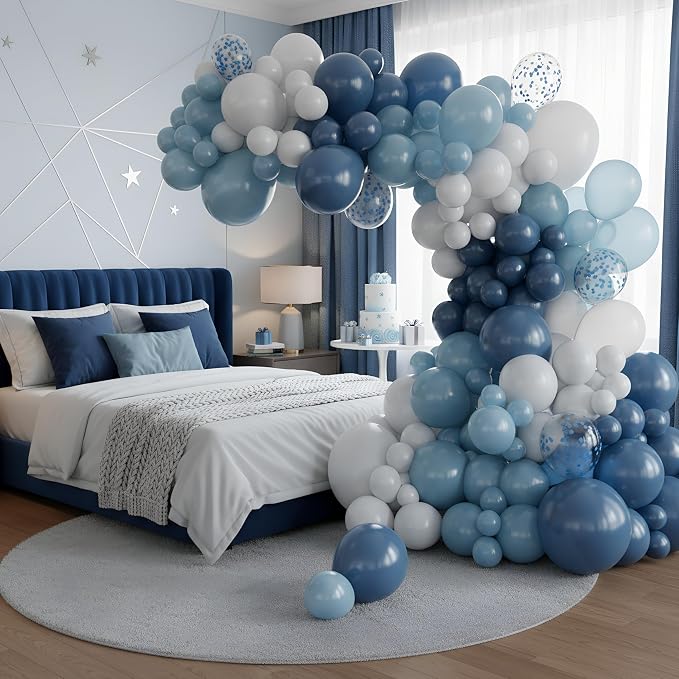 Vellax 146-Pc Balloon Garland Arch Kit, Dusty & Light Blue, light blue & white - Image 4