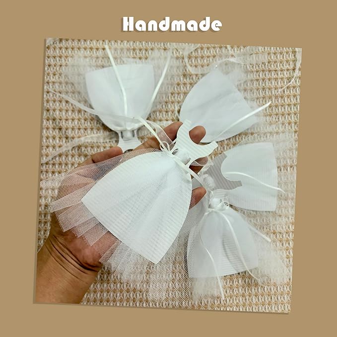 2Pcs Bridal Shower Banner Wedding Dress & Pre-Assembly White Ribbon Bow Garland - Image 5
