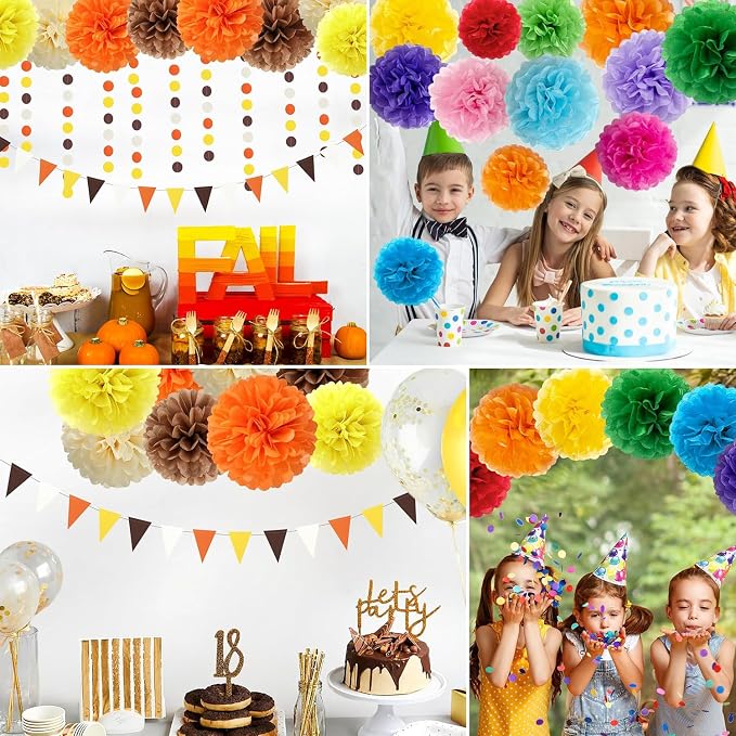 Qimoo 20pcs Yellow Paper Pom Poms Decorations, DIY Decorative Tissue Paper - Image 5