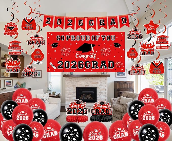 59Pcs Graduation Decorations 2026 Backdrop Balloons Banner Centerpiece Hanging - Image 5