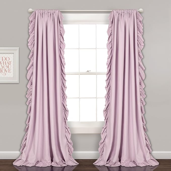 Lush Decor Reyna Ruffle Window Curtain Panel Set, Lilac by LushDecor