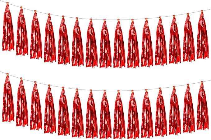 2 Pack Red Metallic Tassel Garland, Foil Fringe Banner Streamers by Unknown