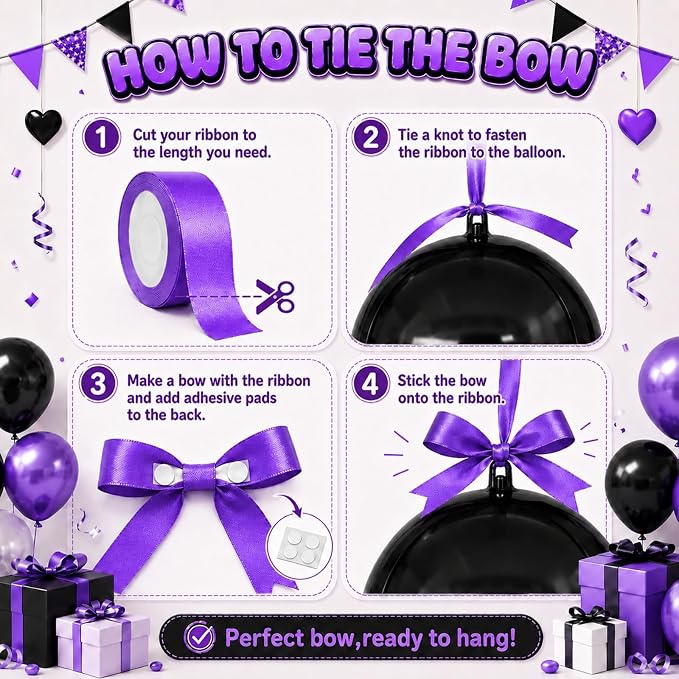 Black Purple Round Foil Balloons - Image 3