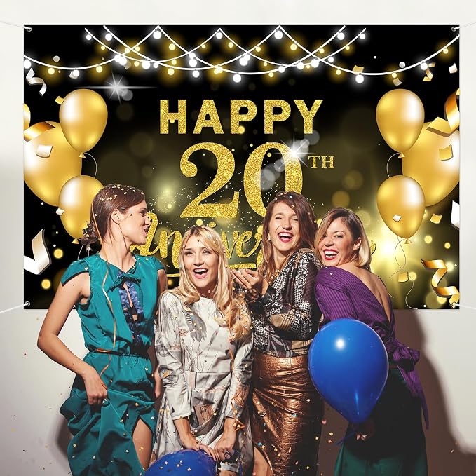 WeBenison Happy 20th Anniversary Backdrop 20th Wedding Anniversary Photography - Image 6