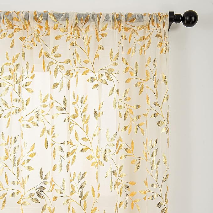 Sutuo Home Ivory Sheer Curtains 63 Inch Length 2 Panels Set, Privacy Voile - Image 3