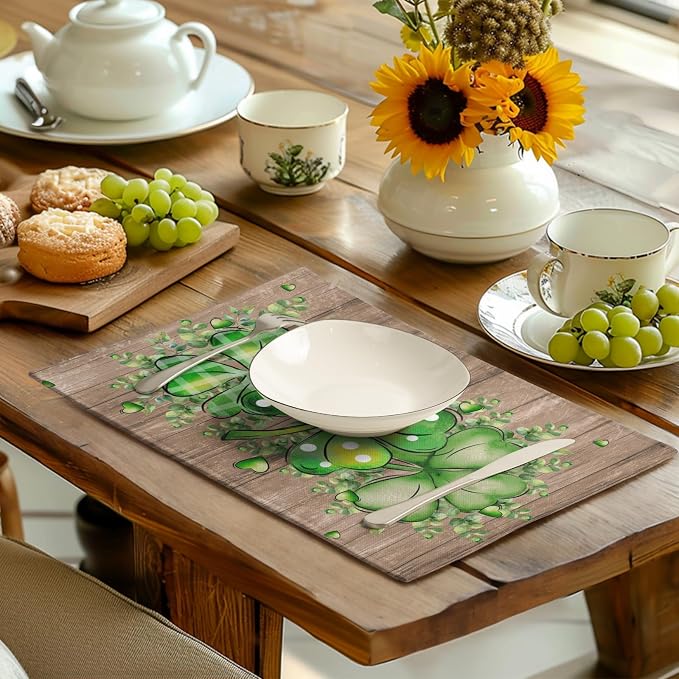 St Patricks Day Eucalyptus Leaves Placemats Set of 4, 12x18 Inch St Patrick - Image 6