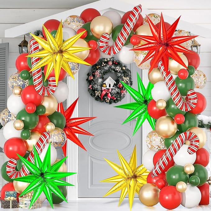 72 PCS Gold Red Green Star Balloons, Spike Balloons - Image 5