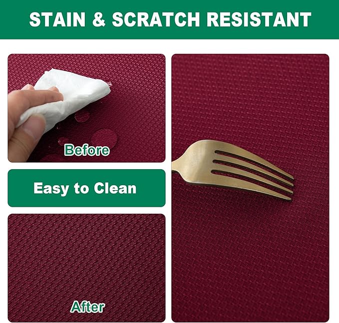 Biscaynebay Textured Fabric Christmas Rectangle Table Cloth 70x120 Inch, Burgundy Water Resistant Tablecloths for Dining, Kitchen, Wedding, Parties etc. Machine Washable