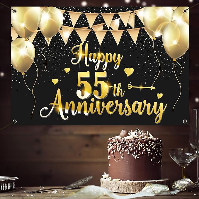 HAMIGAR 6x4ft Happy 55th Anniversary Banner Backdrop - Image 5