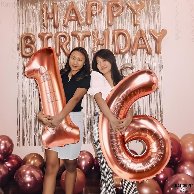 KatchOn Rose Gold 16 Balloon Numbers 40 Inch | Foil Balloon - Image 6
