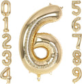 Champagne Gold Large Number 6 Balloon, 40 Inch Light Gold Foil Helium Number by AIQINHU