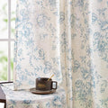 jinchan Blue Floral Linen Curtains 108 Inch Farmhouse Back Tab 2 Panels | Light by JINCHAN