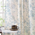 jinchan Blue Floral Linen Curtains 45 Inch Vintage Back Tab 2 Panels | Light by JINCHAN