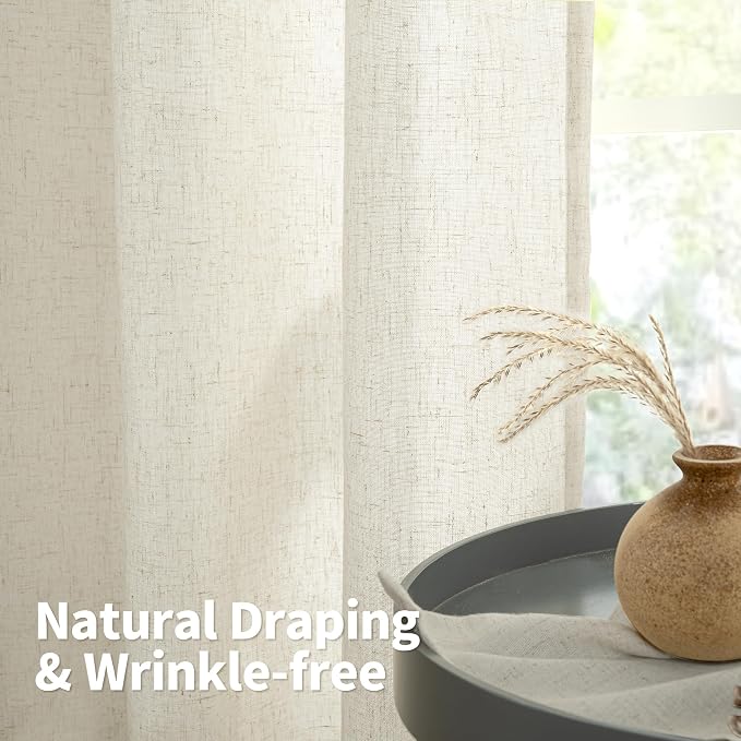 YoungsTex Linen Curtains 40 Inches Long, Short Drapes Light Filtering - Image 8