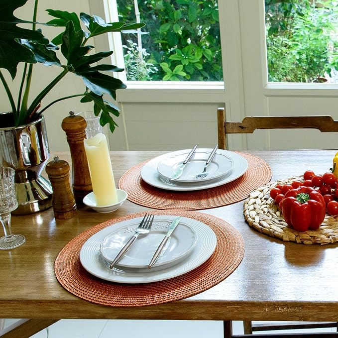 FunWheat Round Braided Placemats Set of 6 Table Mats - Image 5