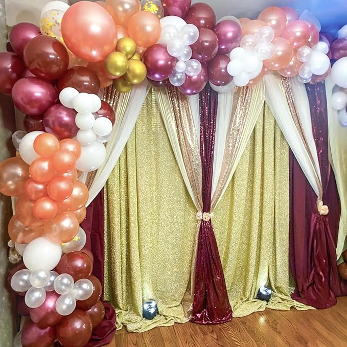 Balloons Burgundy Rose Gold, 60 Packs 12 Inches Wine Red Champagne Latex - Image 5