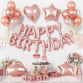 29PC Rose Gold Happy Birthday Balloon Banner, 16 Inch 3D Aluminum Letter Banner by Paready
