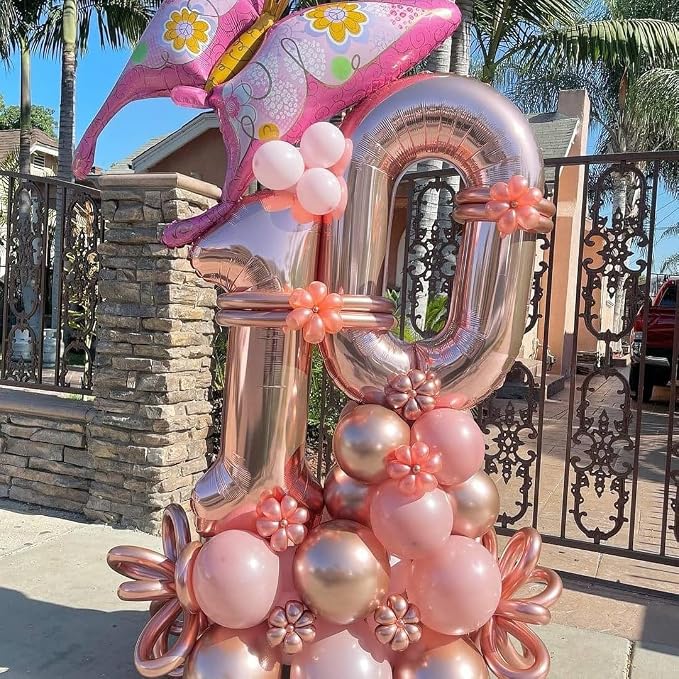 Rose Gold 10 Number Balloons, 40 Inch Big Giant Jumbo 10 Balloon Numbers Rose - Image 8