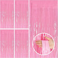5 Pack Backdrop Party Decorations Pink Tinsel Curtain Party Backdrop Foil by BOMSI