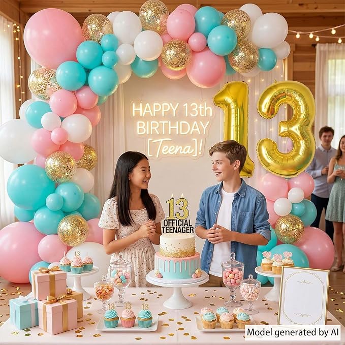 Gold Number 13 Balloon 40 Inch, Shiny Foil Decor - Image 6
