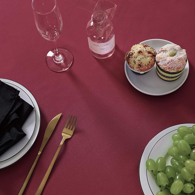 Rectangle Tablecloth 90x132 inch Washable Polyester Fabric Table Cloth for Wedding Party Dining Banquet Decoration（90x132, Burgundy）