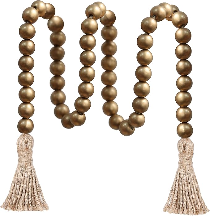 Meplait 39in Wood Bead Garland, Farmhouse Beads by Meplait