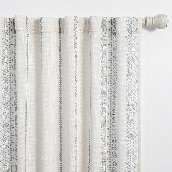 Light Filtering Curtains 95 Inches Long Boho Cotton Curtains - Image 2