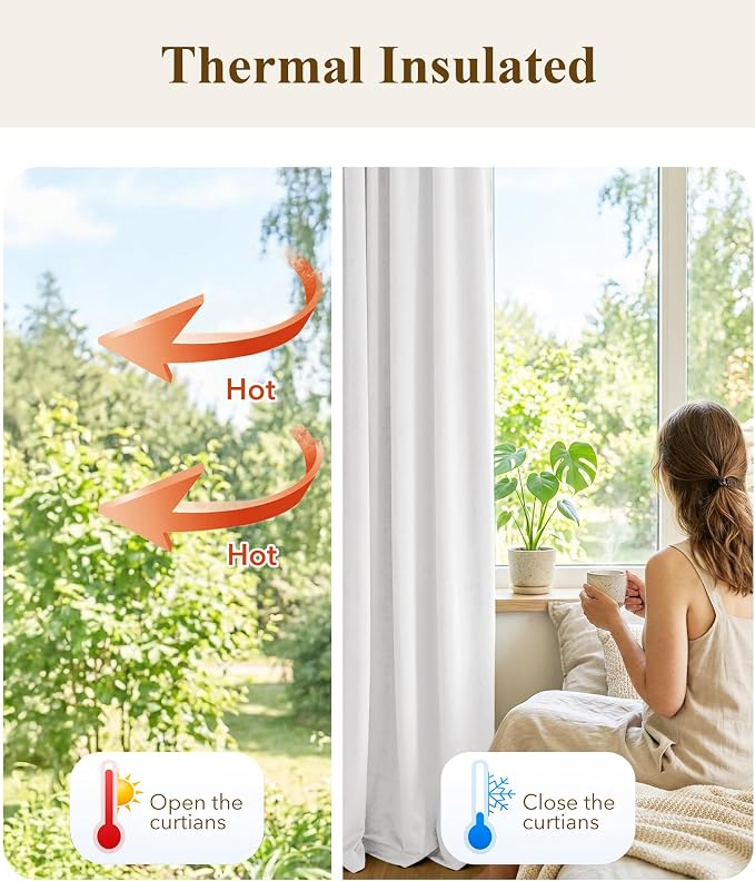 White Velvet Curtains Light Dimming Privacy, W52 x L90, 2 Panels | Back Tab - Image 5
