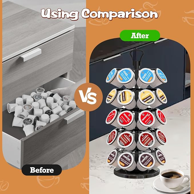K Cup Holder 40 Pods Capacity, Coffee Pods Holder Storage Organizer Stand | K - Image 6