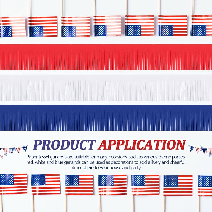 Taiyin 12 Pack 120 Feet Red White Blue Garland Streamers 4th of July - Image 5