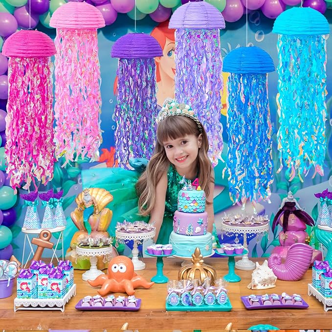 Jellyfish Paper Lanterns, Hanging Ocean-Themed Pool & Beach Classroom Accent - Image 2